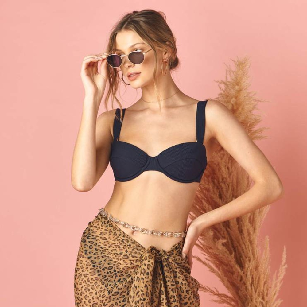 Montce Black Rib Bustier Bikini Top